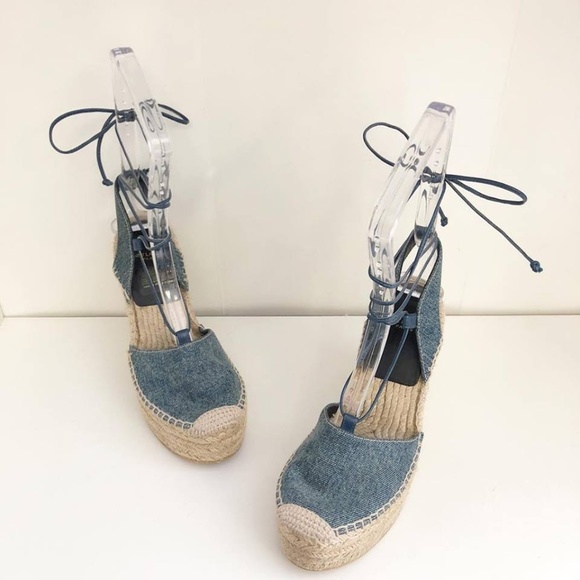 YVES SAINT LAURENT Shoes - YVES SAINT LAURENT Denim Espadrille Wedges #12190